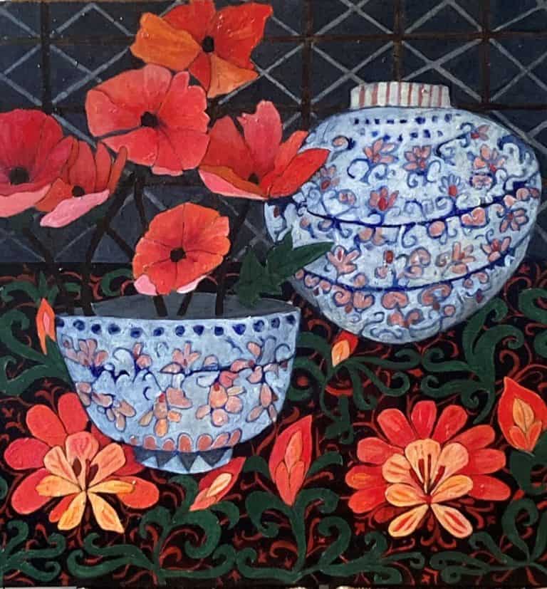 Poppies and Two Vases by Jennifer Manning