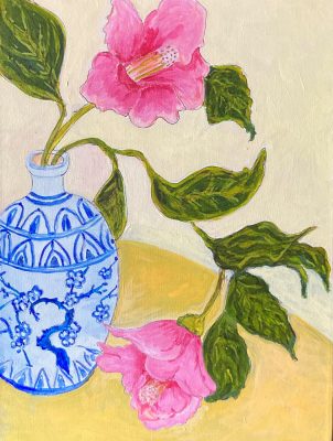 Camelias in a pot by Jane Smyth