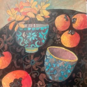 Five Persimmons and a Tipping Pot by Jennifer Manning