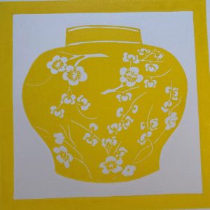 Gold cherry blossom pot by Jan Dorrington