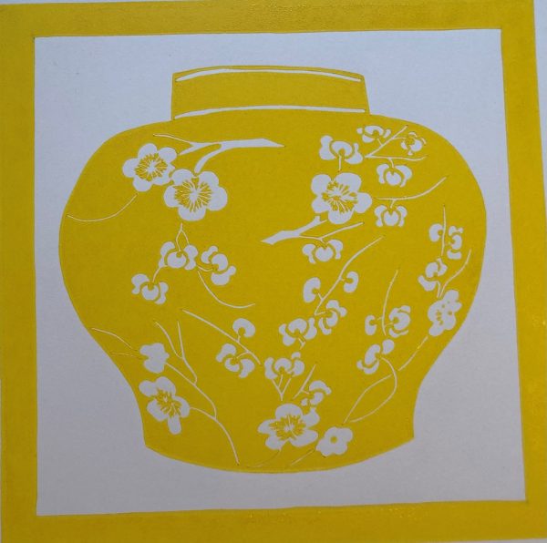 Gold cherry blossom pot by Jan Dorrington