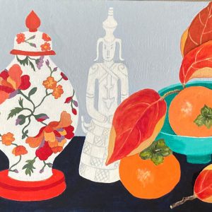 Three persimmons by Rosanna Hindmarsh