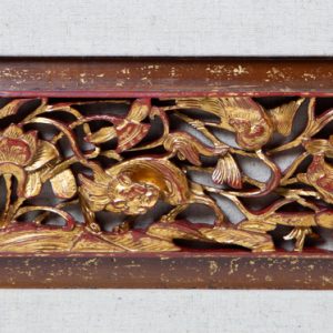 Lotus pond carved bed panel