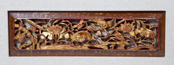 Lotus pond carved bed panel