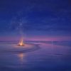 Beach Fire with Shooting Star by David Brayshaw_