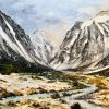 Mountainscape III- Snowfall – glacial valley by Chrissie Lloyd