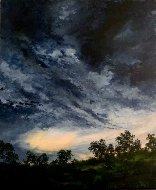 Sunshower behind midnight velvet storm clouds II by Chrissie Lloyd