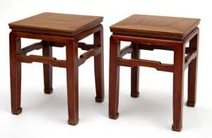 Square stools with horse hoof feet